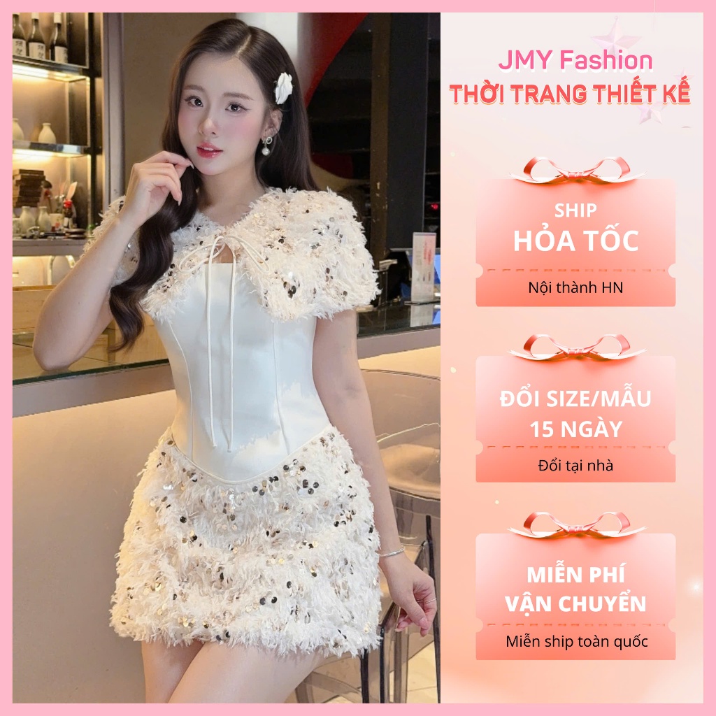 S828 Set เสื้อกาวน์ 2 สายคอเหลี่ยมทรงเอสั้นและกระโปรงสําหรับงานปาร์ตี้สุดหรู (TH HA LE)