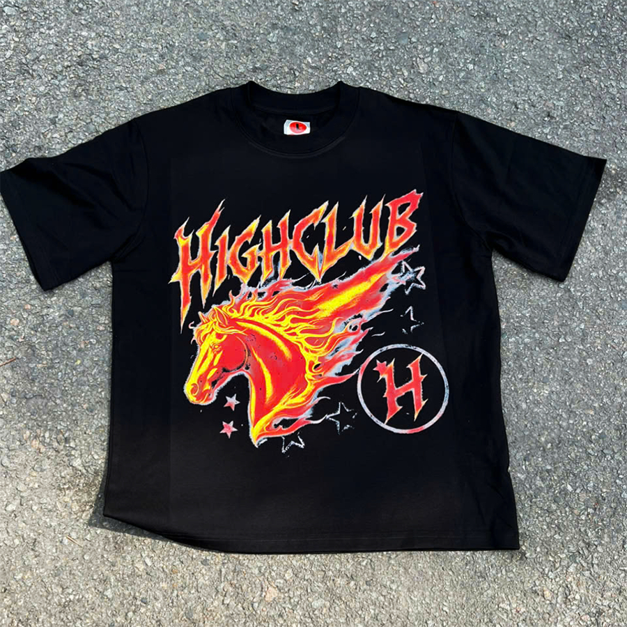 FIRE HORSE Tee - HIGHCLUB BLACK คอกลม แขนสั้น - UNISEX