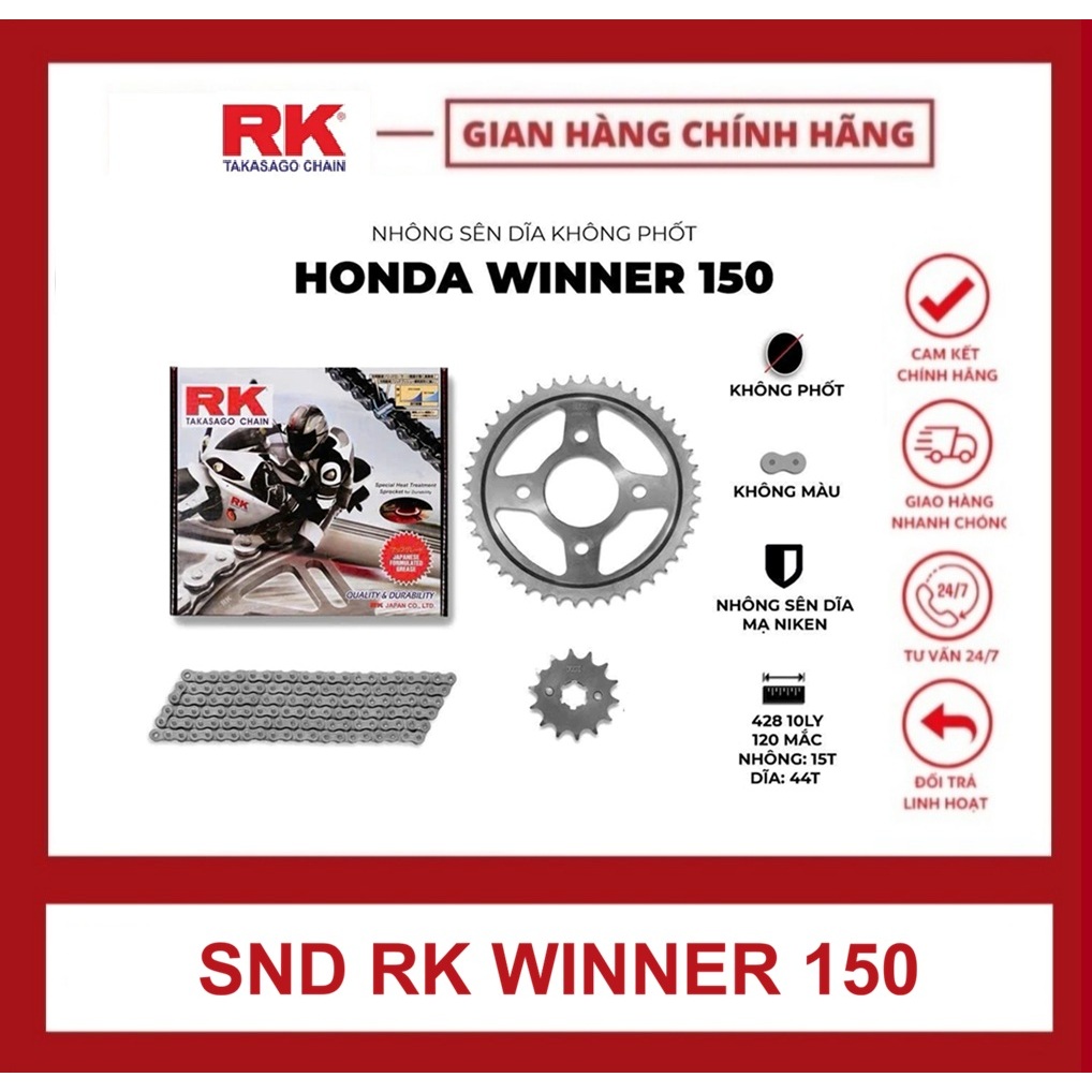 SND RK Takasago Honda Winner 150 Thông Số Zin 15T-44T-S428HSBT 120L Chính Hãng