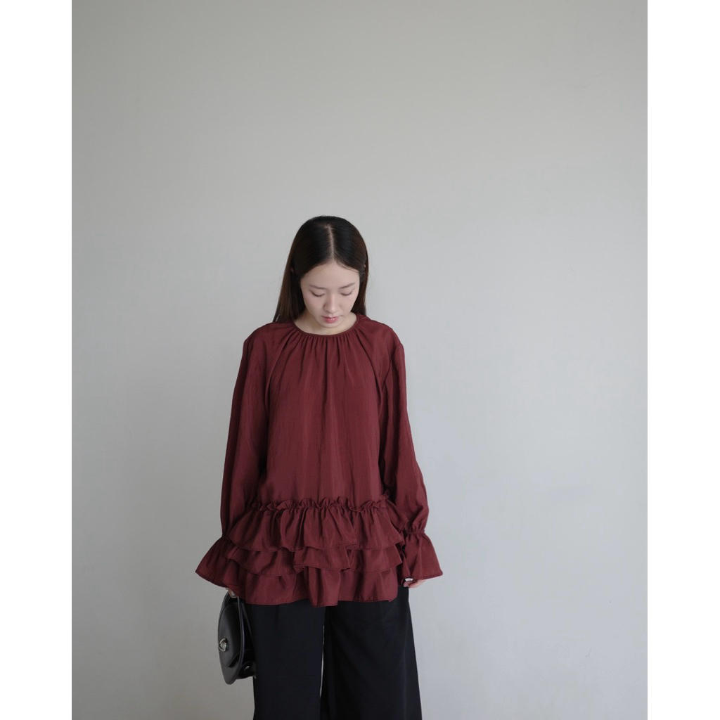 เสื้อ MOON | Mir.byhi | เสื้อเชิ้ตแขนยาวแต่งผ้าไหมดิบ 3 ชั้น (TET COLLECTION)