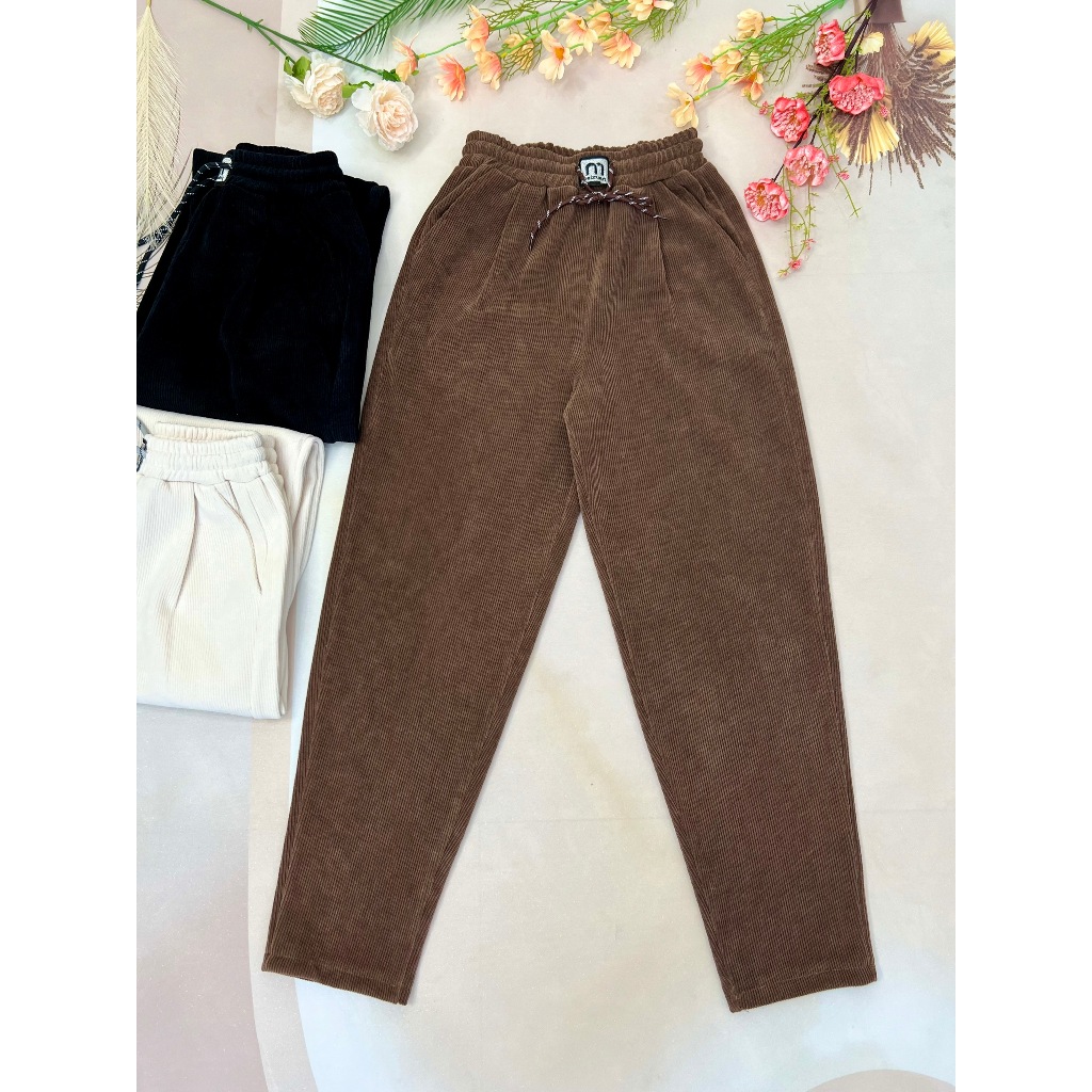 กางเกงผ้ากํามะหยี่ยางสําหรับผู้หญิงสไตล์เชือกรูดถุง MKC02