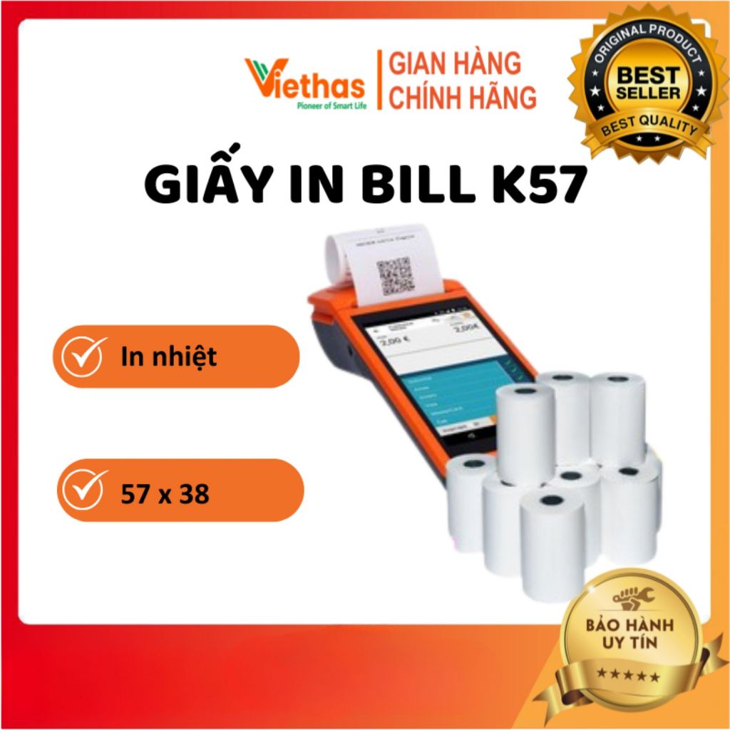 Combo กระดาษพิมพ์ใบเสร็จ JOJI K57 50 ม้วน (57mm x 38mm) กระดาษพิมพ์บิล 57x38 mm