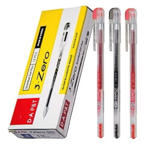 กล่อง 12 ปากกาเจล 0.38 มม. 3-Zero DA P&T สินค้าเกาหลีแท้ (หมึกสีน้ําเงิน/ม่วง/แดง/ดํา)