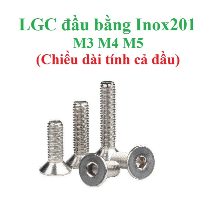 (INOX201) 50 ตัว M3 M4 M5 น็อตจมหกเหลี่ยมทําจากสแตนเลส201