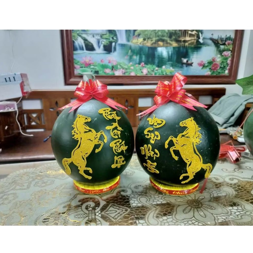 ม้าคู่คํา PTPL-VSNY พร้อมสติ๊กเกอร์ผลไม้สําหรับตกแต่ง Tet