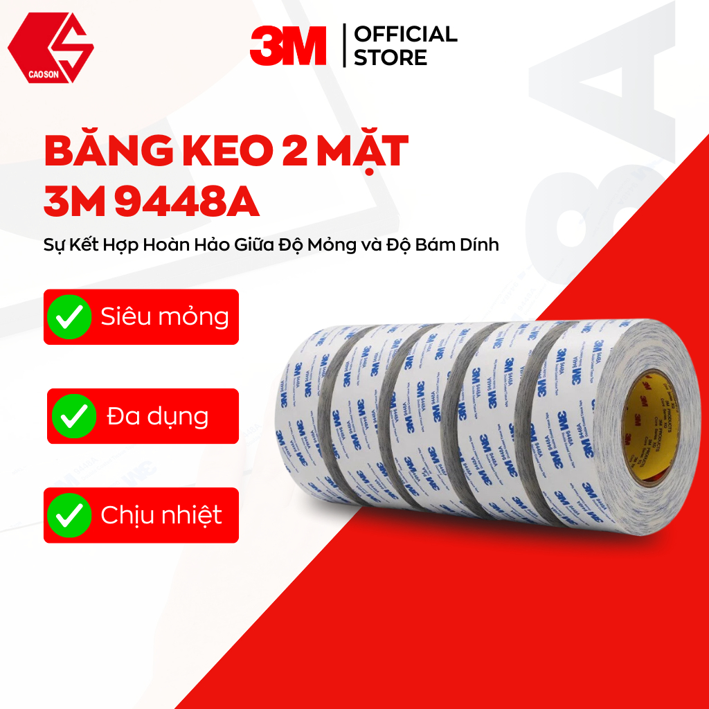 3M 9448A เทปสองหน้า สีใส บาง 0.15mm