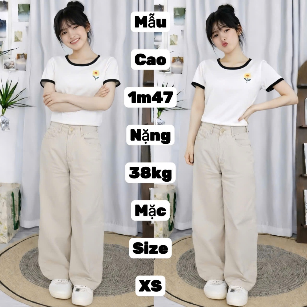 คุณภาพสูง กางเกงยีนส์ทรงตรงสีเบจขนาดเล็กสําหรับเห็ดแคระ 1ม40, 1ม45, 1ม50 ไซส์xxส ไซส์ xs