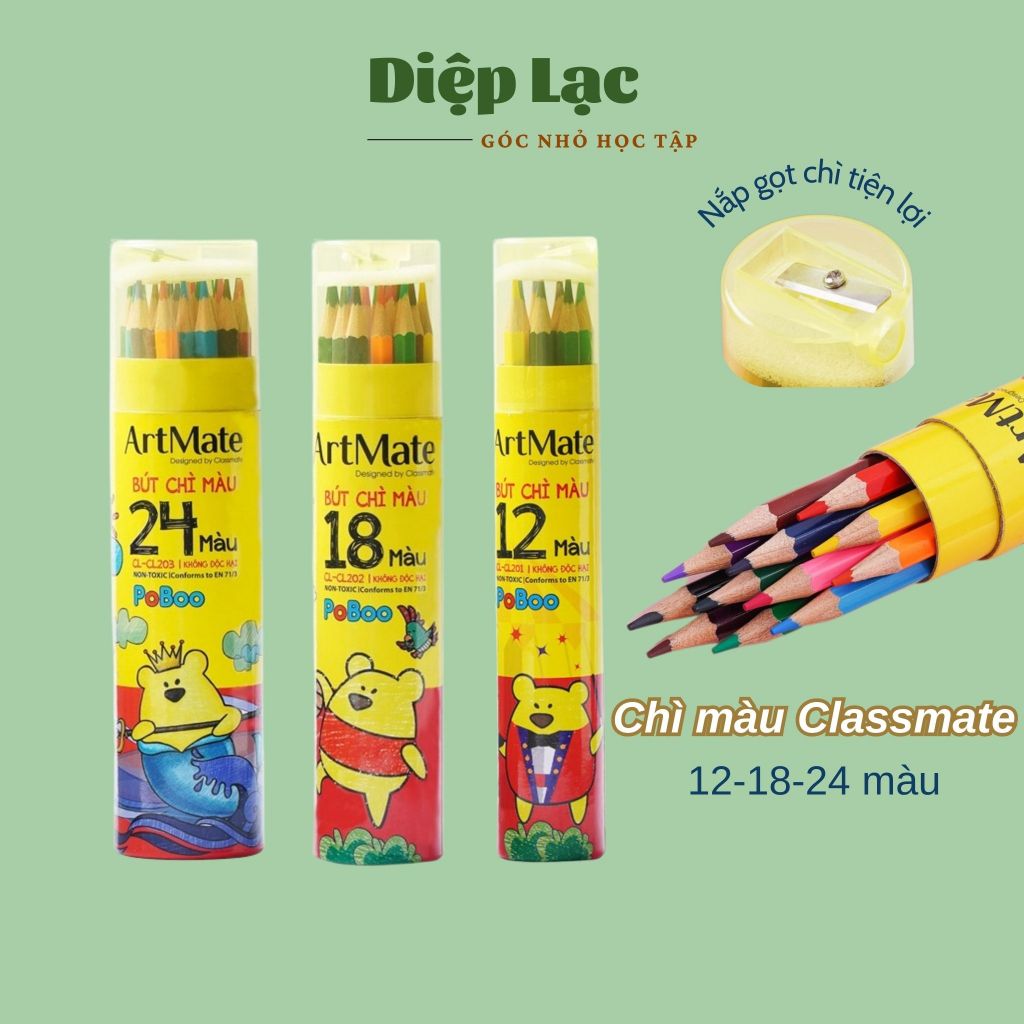 DURABLE ดินสอสี PoBoo ถ้วยเพื่อนร่วมชั้นพร้อมกบเหลา - CL201/CL202 คุณภาพสูง -vpp Diep Lac