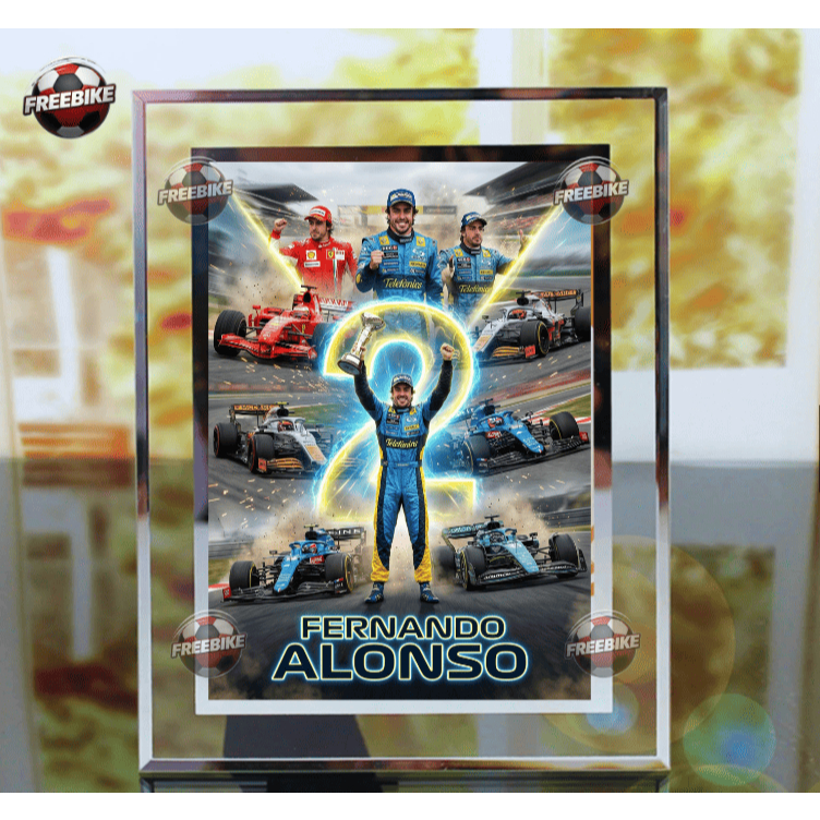 กรอบโปสเตอร์ FERNANDO ALONSO พร้อมกระจกคริสตัลคุณภาพสูง
