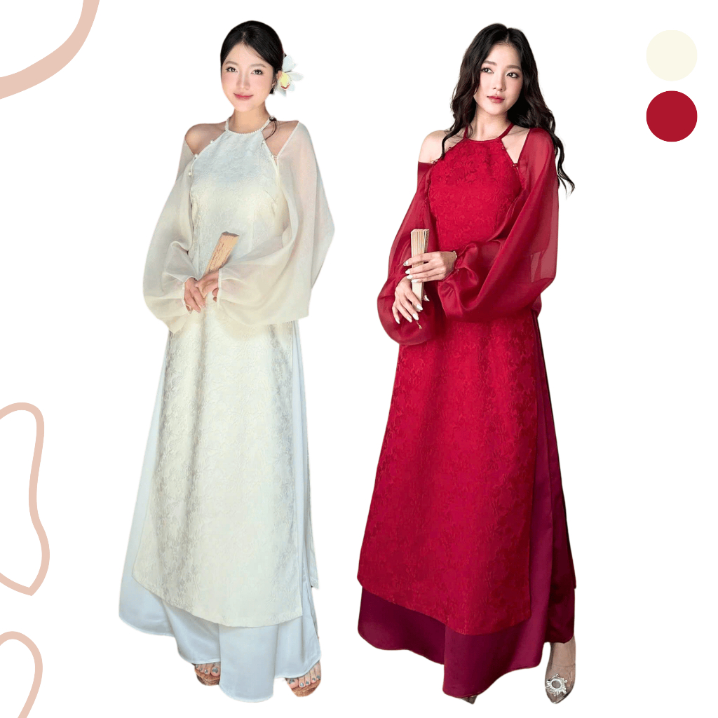 ซาเรน | ZAREEN ADI09 PEARL COLLAR Ao Dai Set (PANT INCLUDED)
