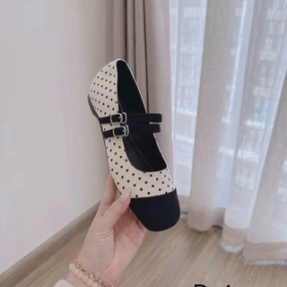 Giày búp bê lolita nữ đế 2cm cài Hoa chất da mềm mịn
