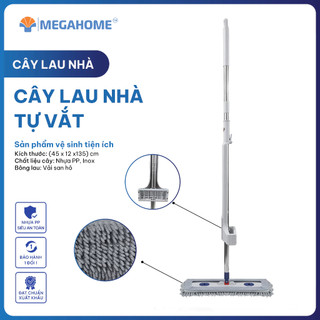 Cây lau nhà tự vắt Megahome, Chổi lau nhà tự vắt thông minh xoay 360 độ, bông lau 45cm, có thể đổ nước lau sàn trực tiếp