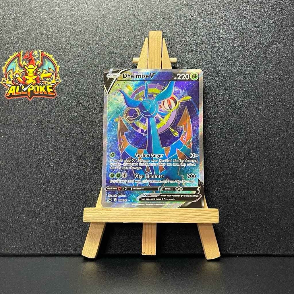 [ AllPoke ] การ์ดโปเกมอน TCG,Dhelmise V (Full Art) 187/202 -Mint