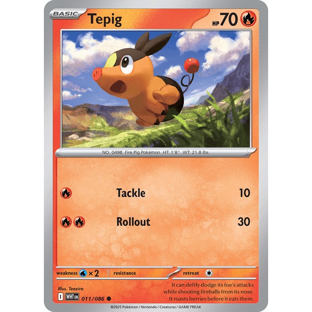[การ์ดโปเกมอน EN] Tepig 011/086 White Flare (WHT)