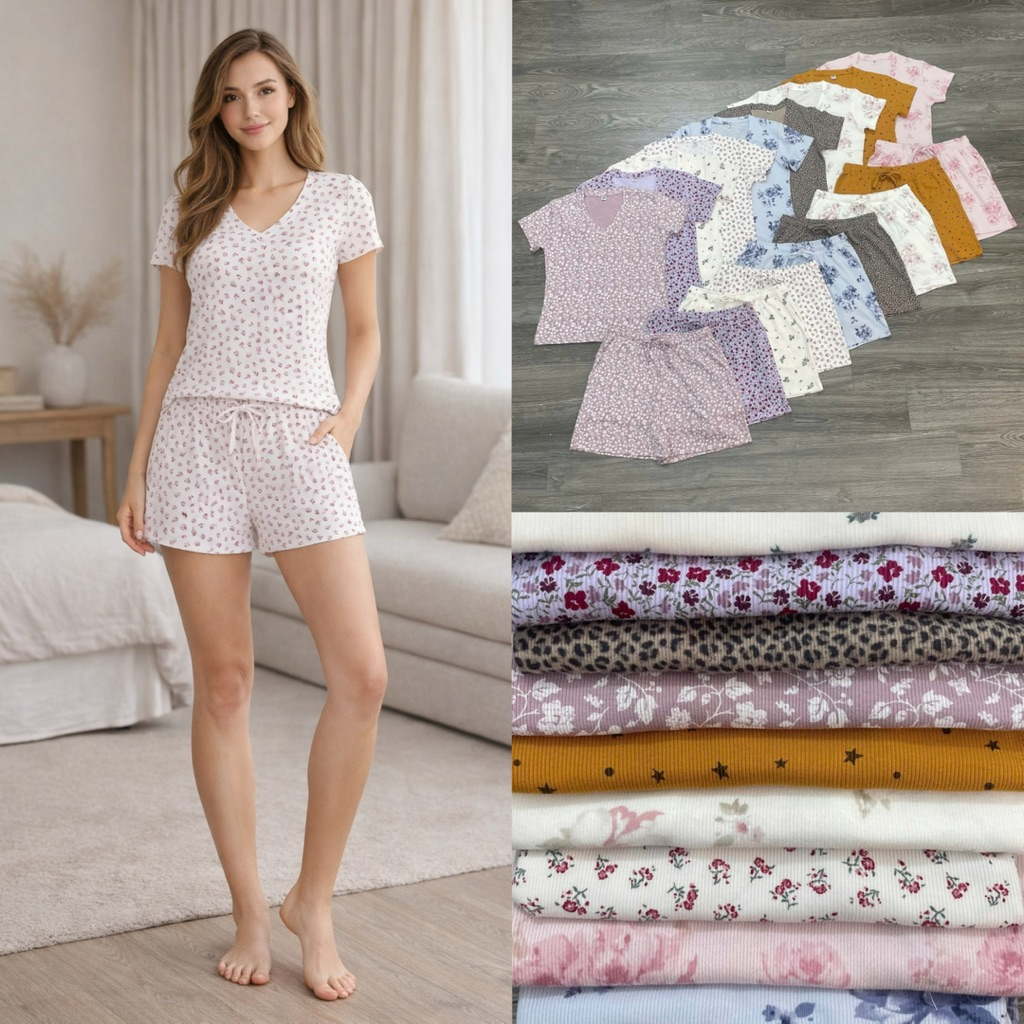 THE HIFU - Set รวมเสื้อยืดคอเต่าแขนสั้น + กางเกงขาสั้นเอวยางยืด มีหลายสี