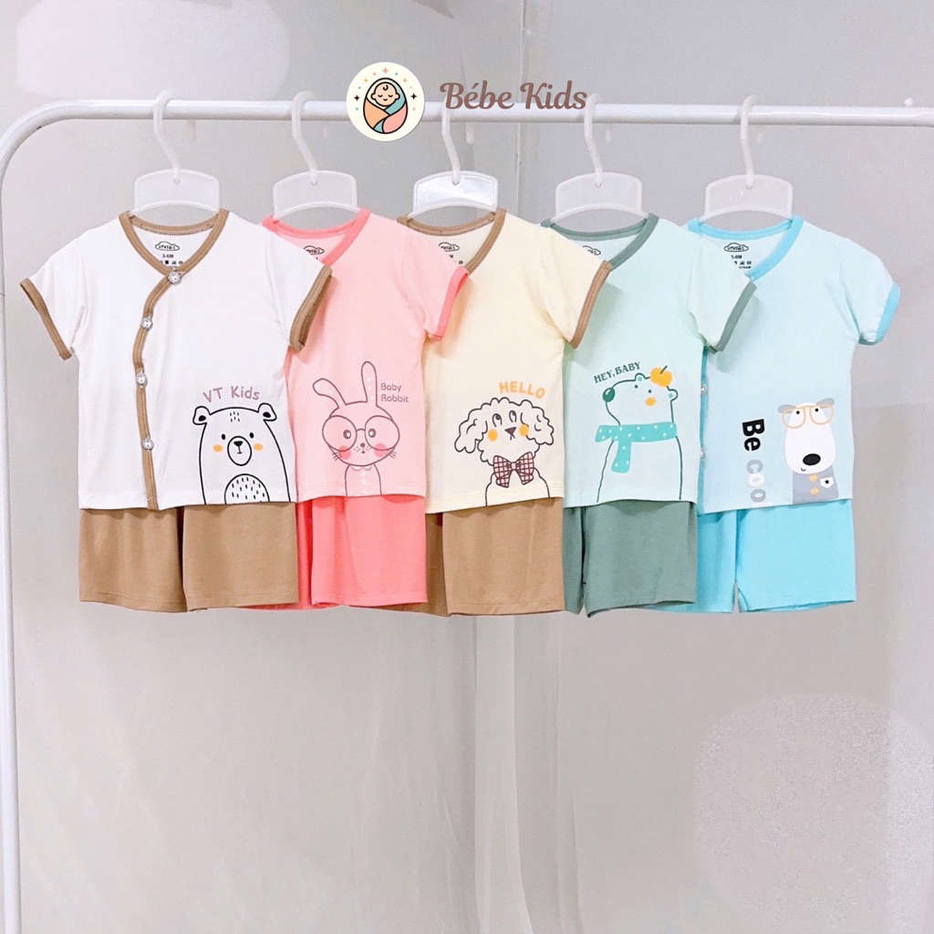 (BC.05) Combo of 3/5 VTKIDS ชุดแขนกุดยืดหยุ่นสไตล์ Cross-Placed นุ่มเนียนสําหรับทารกตั้งแต่ 3-9 เดือ