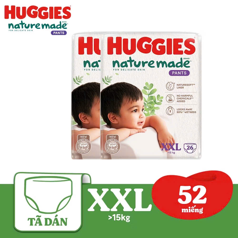 (SALES) HUGGIES PLATINUM NATURE XXL26 กางเกง DIAPER สําหรับทารกจาก 15KG