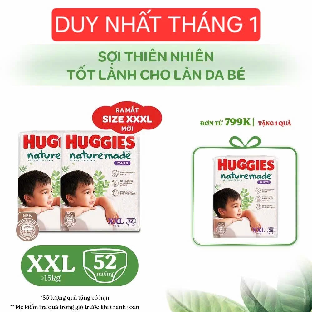 (FLASHSALE) HUGGIES NATURE MADE DIAPER PANTS XXL26_26 PIECES