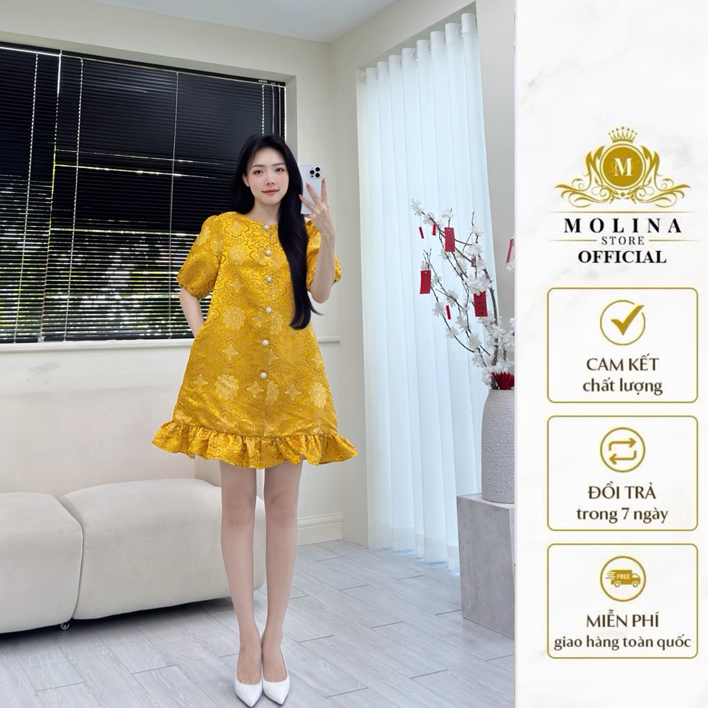 เดรสทรงตรง Kim Hoa - รุ่นใหม่ 2026 หรูหรามาก