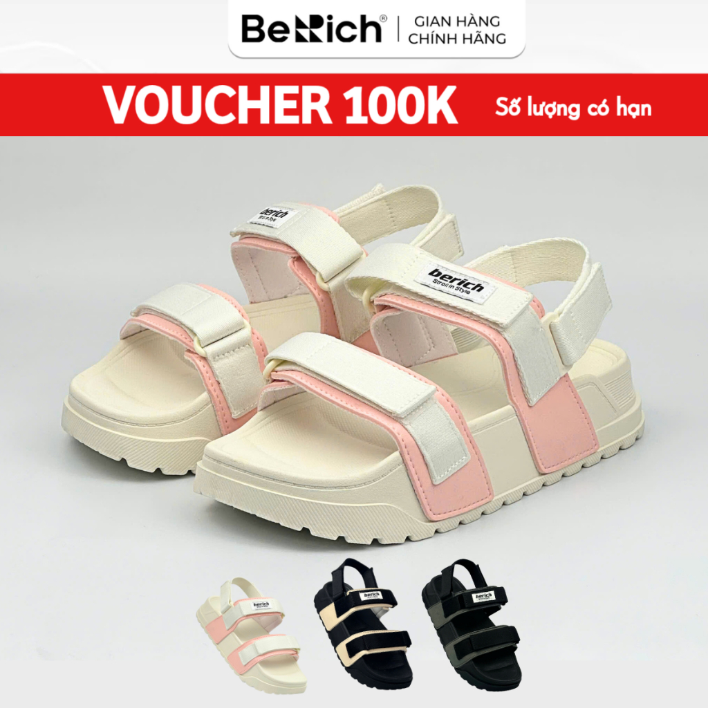 [BACK SIZE] BERICH รองเท้าแตะผู้ชายและผู้หญิง 2 สายรัดแนวนอน Super Light - ทนทาน - นุ่ม - น่ารัก BE9