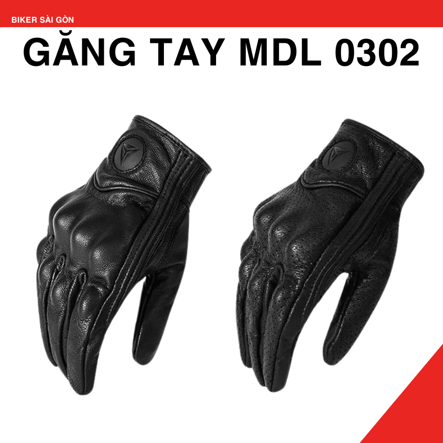 Motowolf MDL 0302 ถุงมือหนังป้องกัน สีดํา - Shop Biker