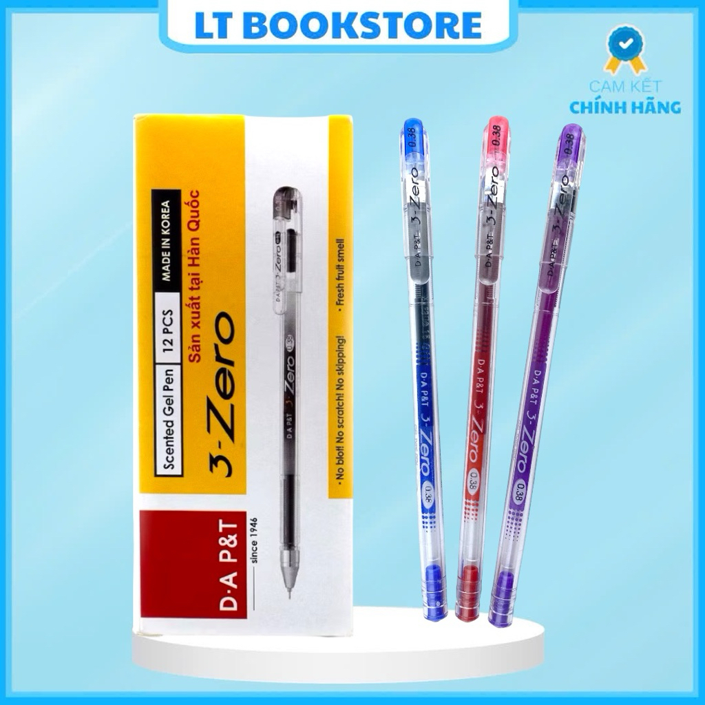 กล่อง 12 ปากกาเจล 0.38 มม. 3-Zero DA P&T Korea (หมึกสีน้ําเงิน/ม่วง) - LT Store
