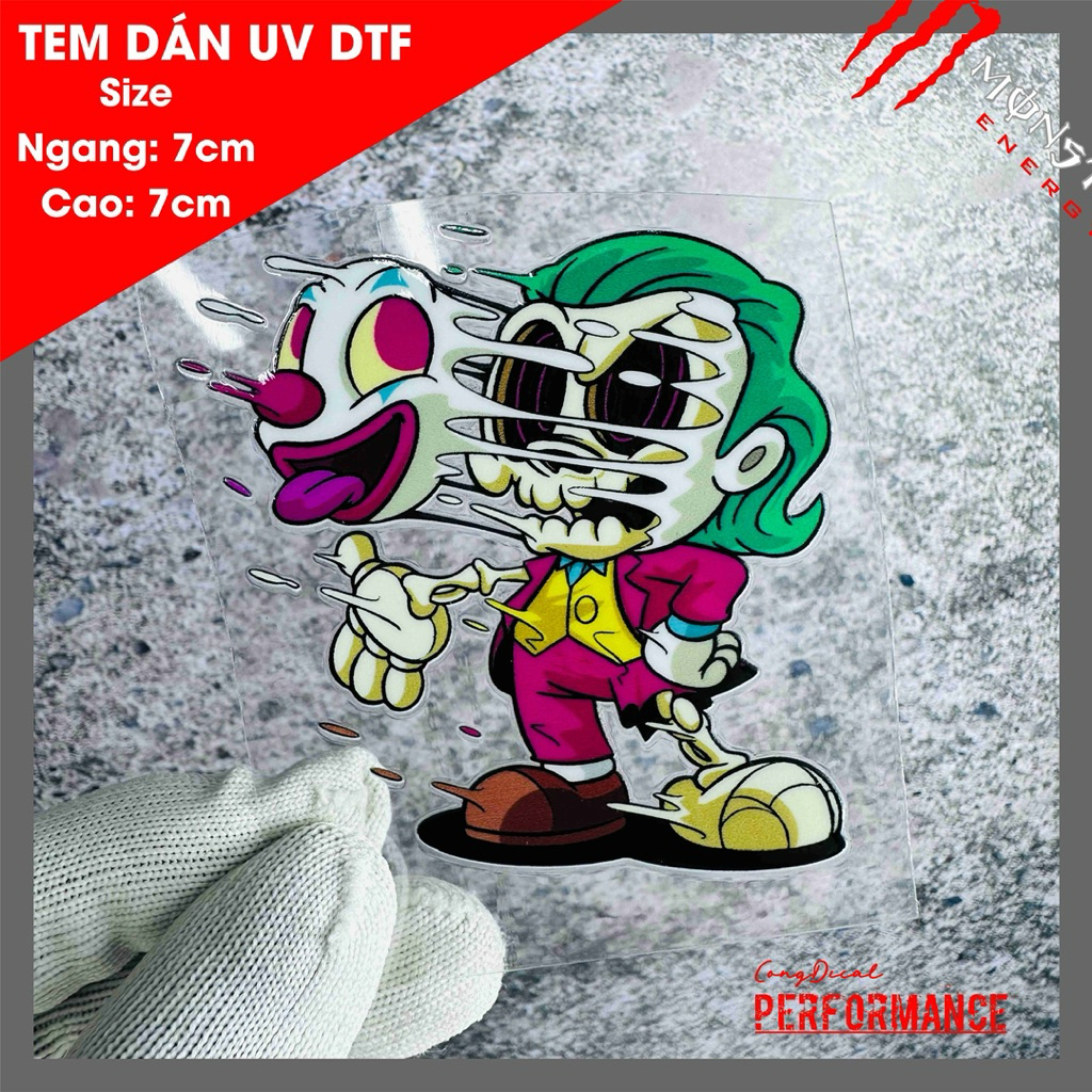 สติ๊กเกอร์ JOKER สีฟ้า (ไฟ) UV DTF MATERIAL
