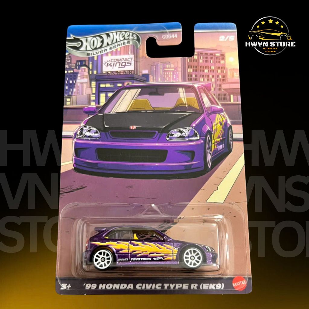 Hotwheels Silver Series 99 Honda Civic Type R (EK9) รถโมเดลสีม่วง