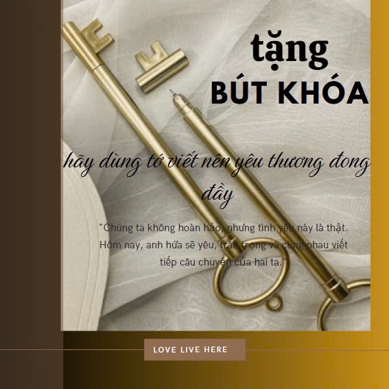 (ของขวัญ 1) VINTAGE KEY PEN WRITING VOWS CARD, PHOTO DECOR