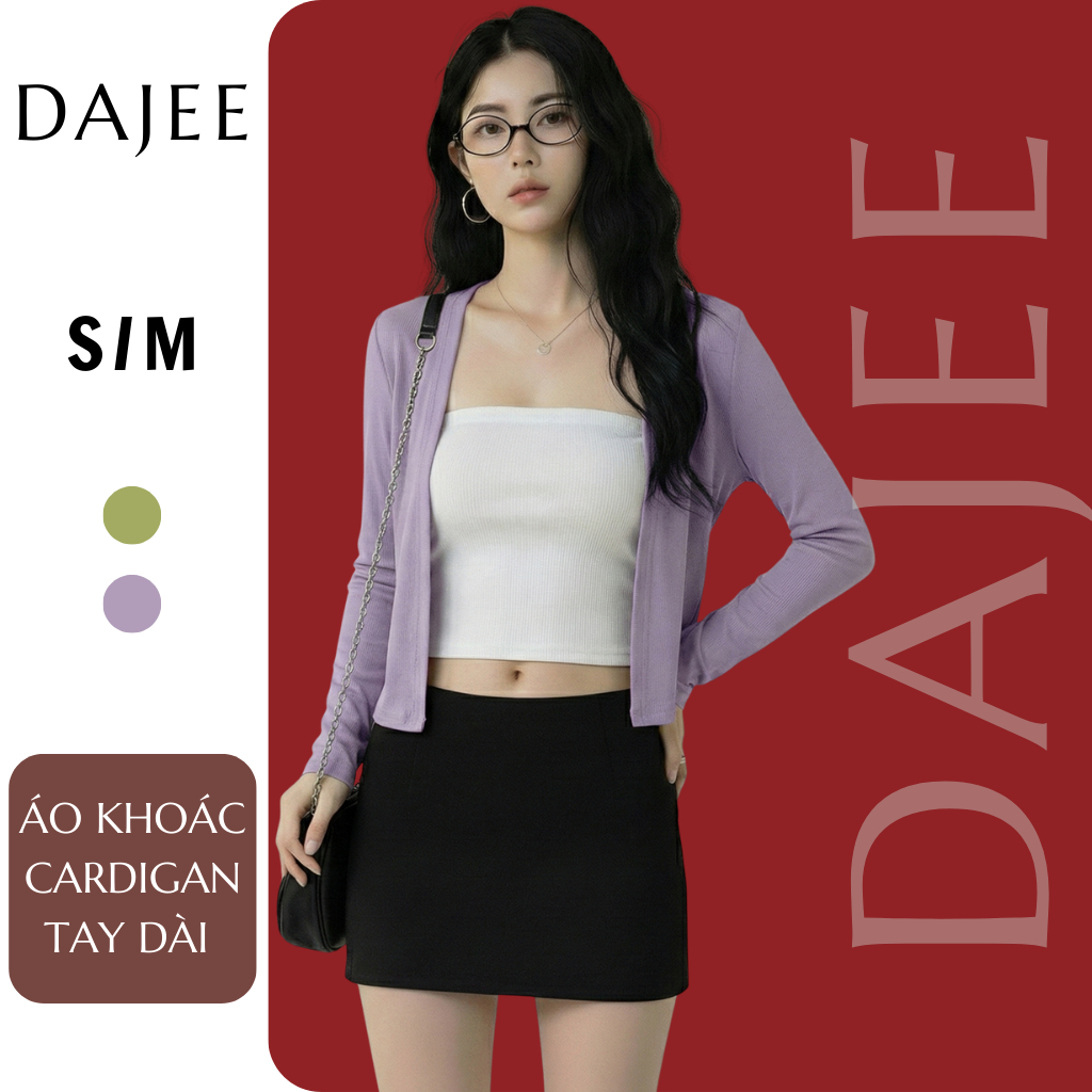 เสื้อคาร์ดิแกนแขนยาวสําหรับผู้หญิงแบบไดนามิก Dajee 2 สีสีม่วง/สีฟ้า 2 ขนาด S/M ดูดซับยืดหยุ่น ADC032