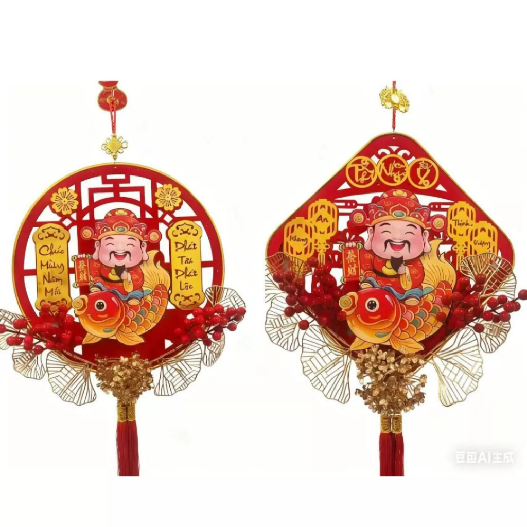 [ขนาด 38 ซม. Vip รุ่น 2026 ] God of Wealth Nodding, แกว่ง, โมเดลขี่ปลาคาร์พ, ตัวอักษรเวียดนาม