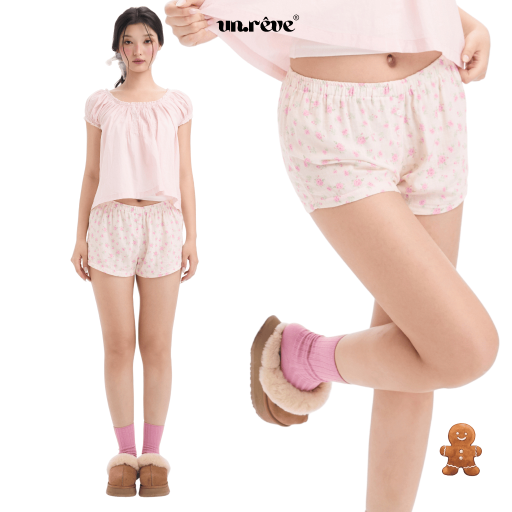 UNRÊV ROSE OFELIA SHORTS หน้าแรกกางเกงผู้หญิงกางเกงขาสั้นกางเกงขาสั้นแฟชั่นกางเกงนอนสั้น