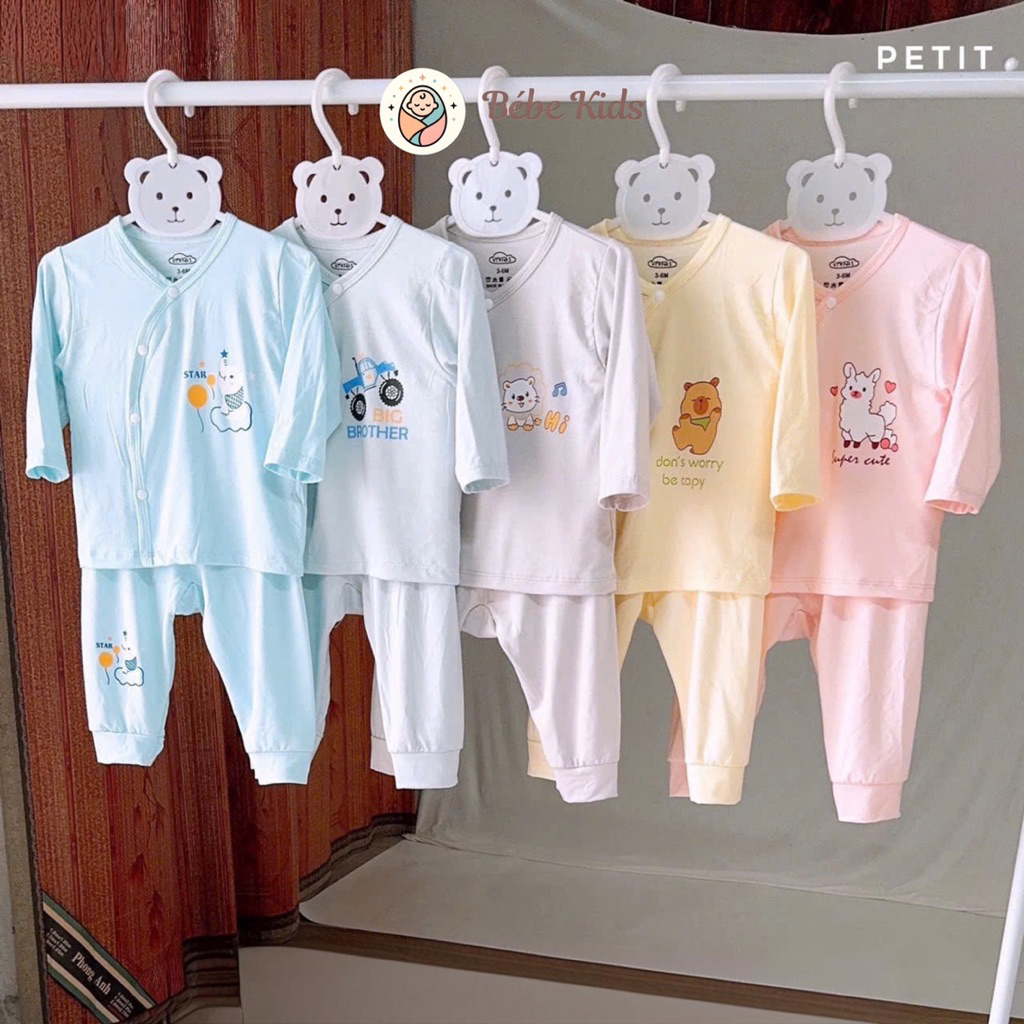 (BD.04) Combo of 3/5 Petit VTKIDS เสื้อผ้ายางยืดแขนยาวทารกแรกเกิด สีเกาหลี สําหรับทารกตั้งแต่ 3-9 เด