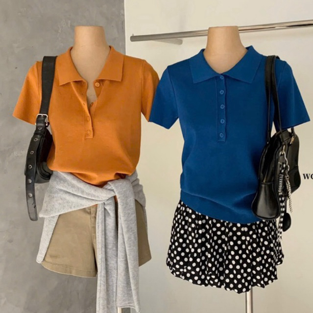 WGWE• สเวตเตอร์ mtg คอโปโลแขนกุด ธรรมดา 8770 wgwe สินค้า QC ใหม่ ฟรีไซส์