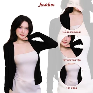 JUSTDUN 304 เสื้อคาร์ดิแกนผู้หญิงตัวยาว ผ้าคอตตอนเนื้อเรียบ นุ่ม สวมใส่สบาย