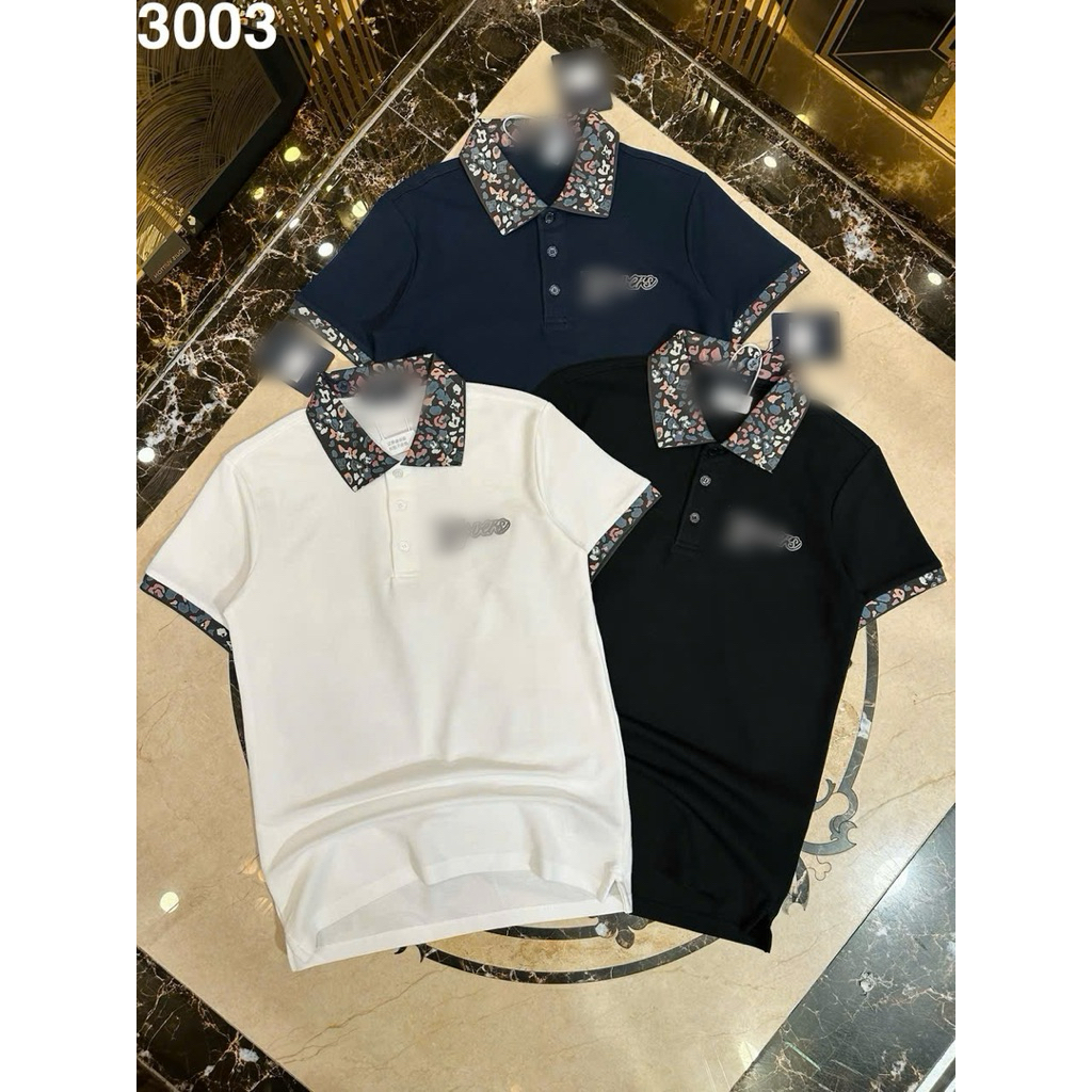 ที่ สอง 607 เสื้อโปโลแขนสั้นผู้ชายคอปกลาย + ผ้าฝ้ายป่านปกยืด 4 ทาง