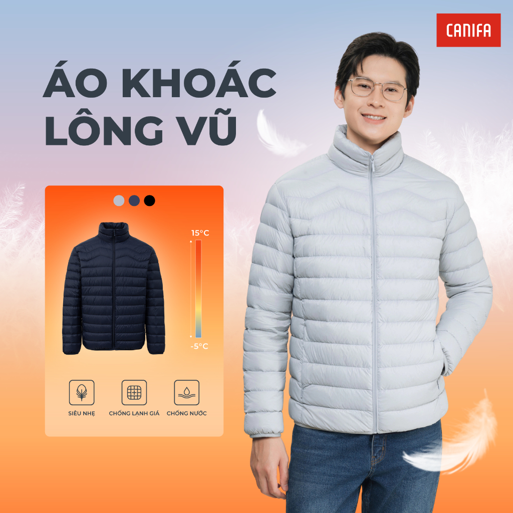 คานิฟา เสื้อแจ็คเก็ตดาวน์ผู้ชายคอปกสูงไม่มีฮู้ด ซุปเปอร์ไลท์ ซุปเปอร์วอร์ม 8OT25ว020