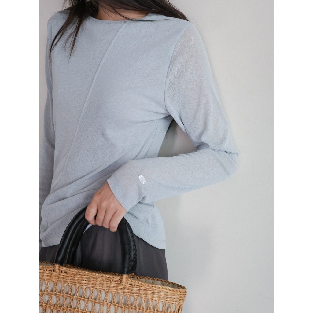สมส เสื้อยืดแขนยาวผ้าถักขนาดกลาง | เสื้อเอเซ่