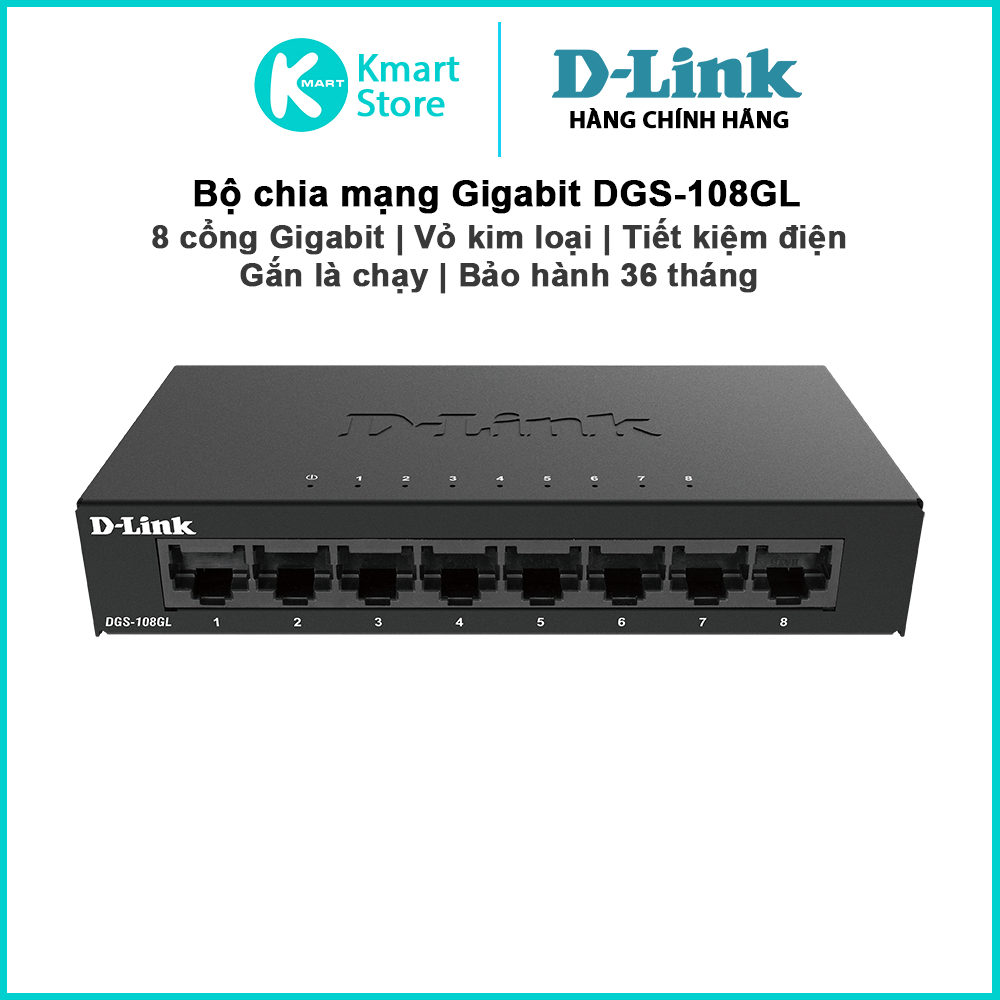 D-Link DGS-108GL 8 พอร์ต Gigabit Network Switch | DGS-105GL 5 พอร์ต | เคสโลหะ | ติดแล้ววิ่ง | 3 ปี
