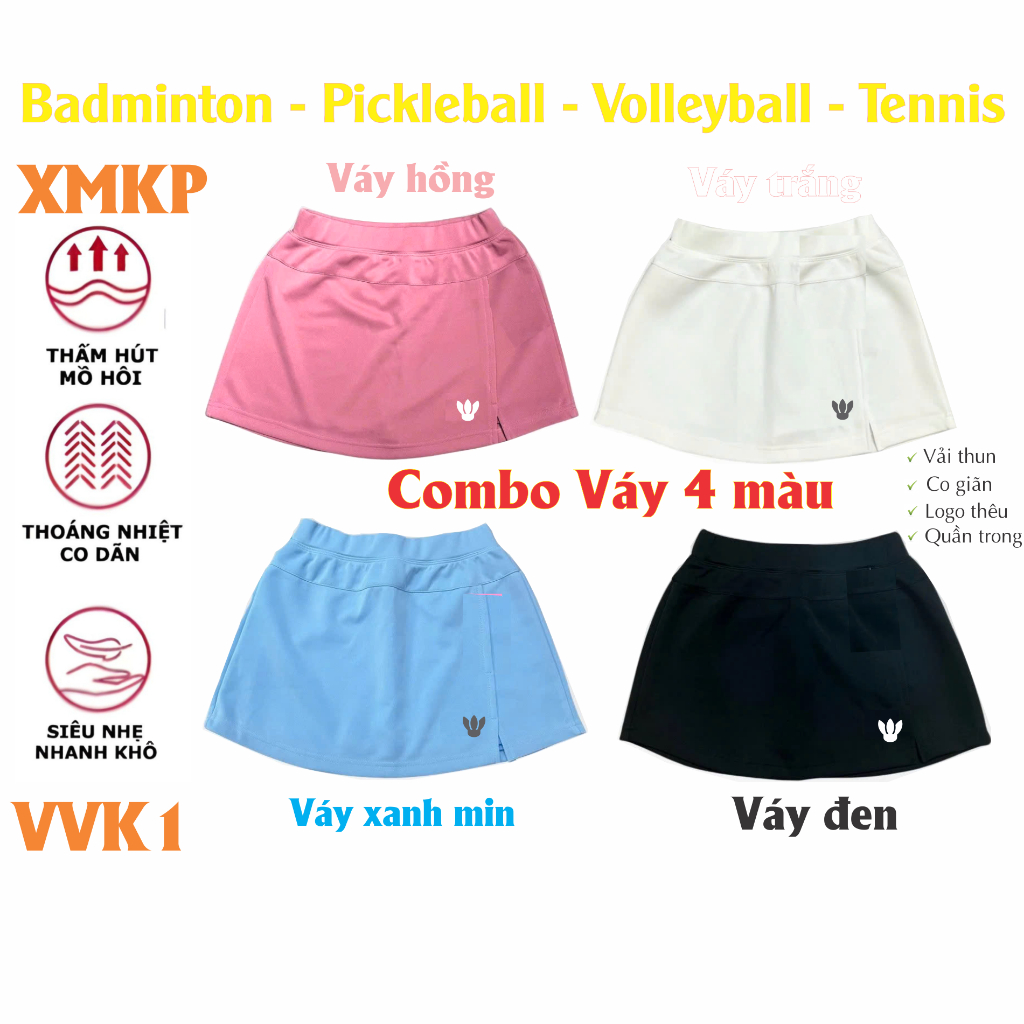 SPORTS SKIRT แบดมินตัน, Pickleball, เทเบิลเทนนิส, Volleyball, Gym ฟอร์มสวย, ผ้ายืด, กางเกงกันรอย (Vay4mau)