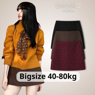 Chân váy nữ BIGSIZE Banamo Fashion chân váy dáng ngắn form chữ A chất dạ ép khóa kéo sau phong cách Hàn Quốc 590