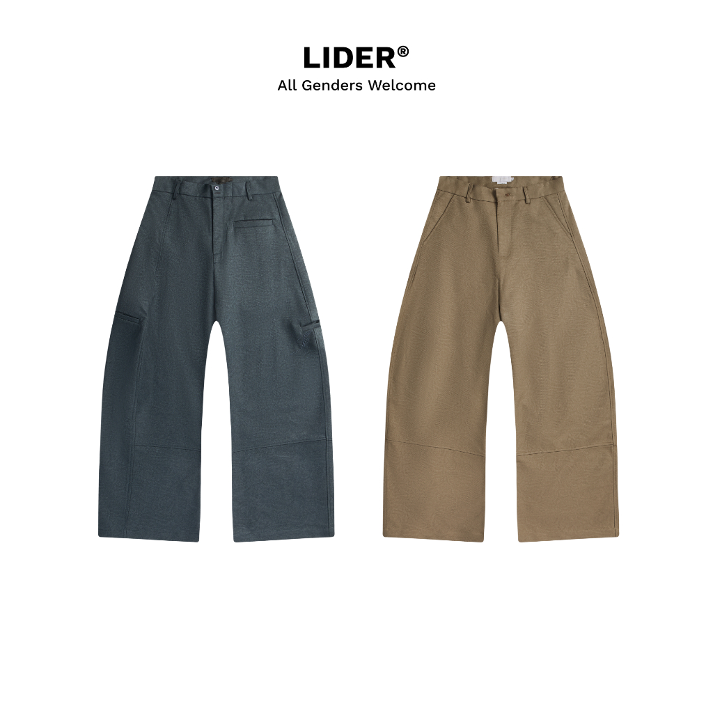 Unisex Wide Curved Khaki Barrel Pants LIDER QUIET BARREL KHAKI TROUSERS