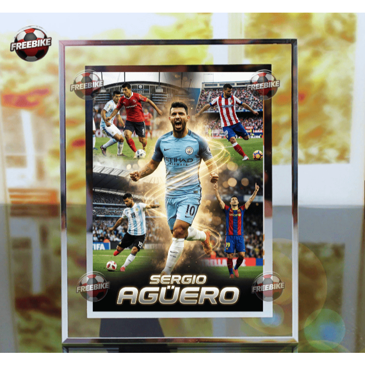 กรอบโปสเตอร์ SERGIO AGUERO พร้อมกระจกคริสตัลคุณภาพสูง รุ่น 2