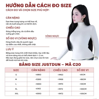 JUSTDUN C20 เสื้อยืดบอดี้คอนความร้อนคอปกสูง 8 นิ้ว แขนยาว - ผ้าฝ้ายหนา แบนเตอร์