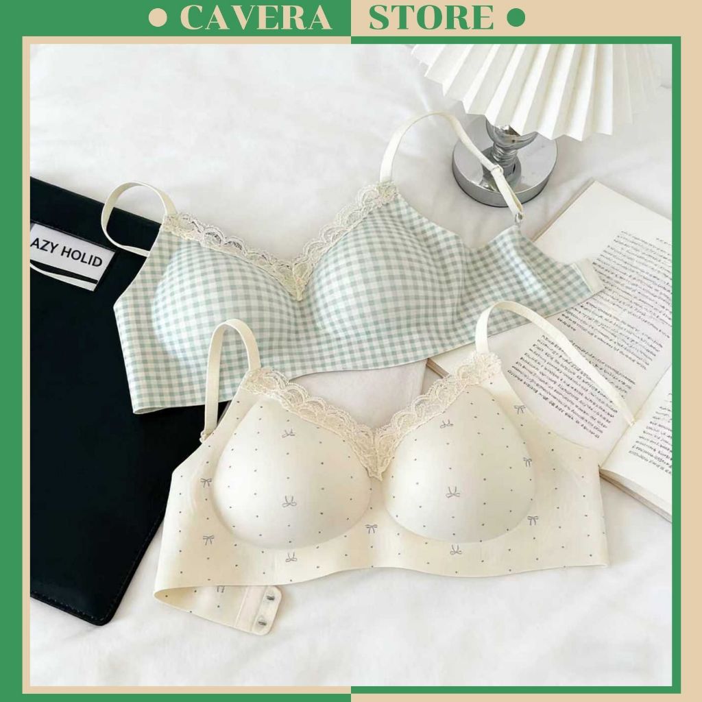ชุดชั้นในไร้ขอบคัพหยดน้ําลายเด็ก Soft V1 Lift-Up Breathable Bra CAVERA A.1846