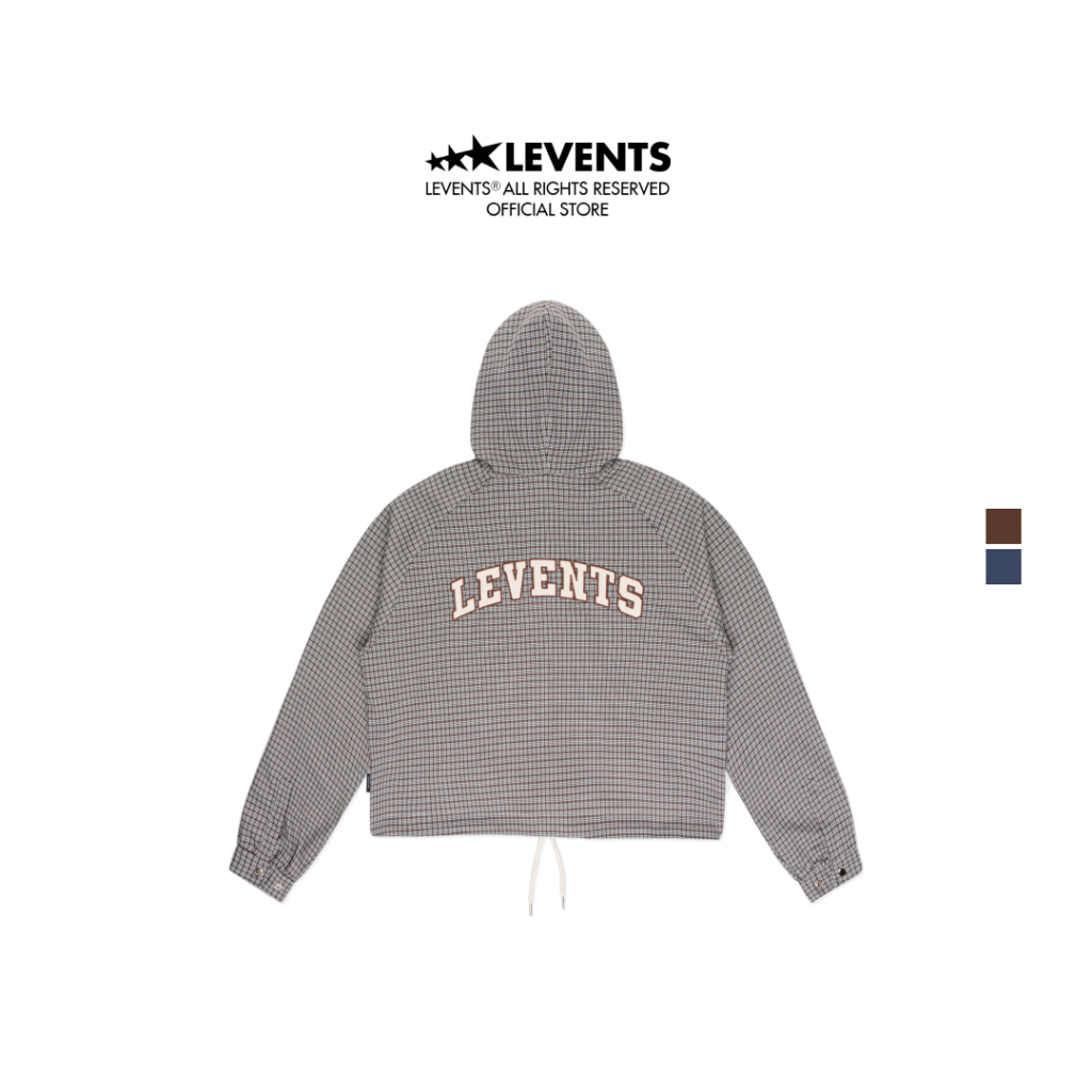 Zipper Hoodie Boxy Levents Plaid Hopsack Unisex ลายสก๊อต