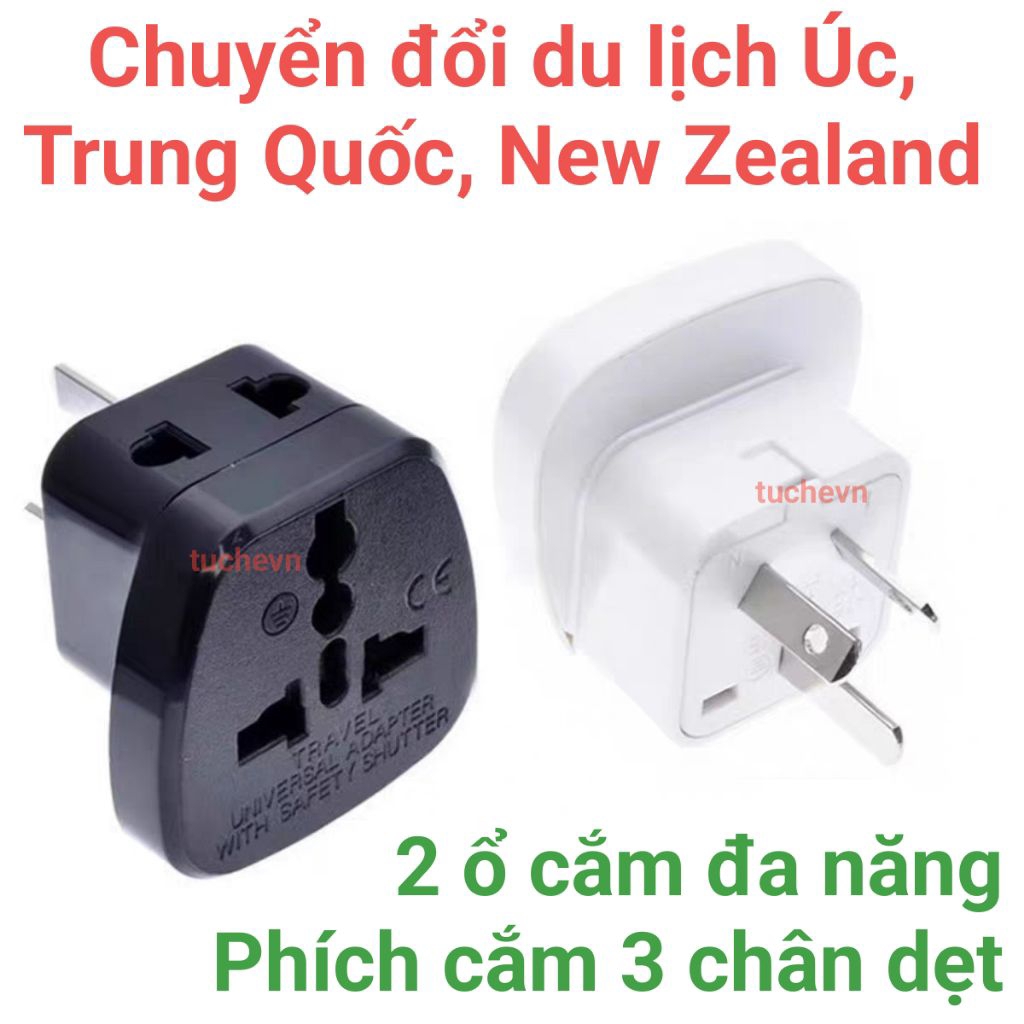 Australia, China Travel Adapter 3-Pin 2-Outlet Universal Plug to AU CN NZ