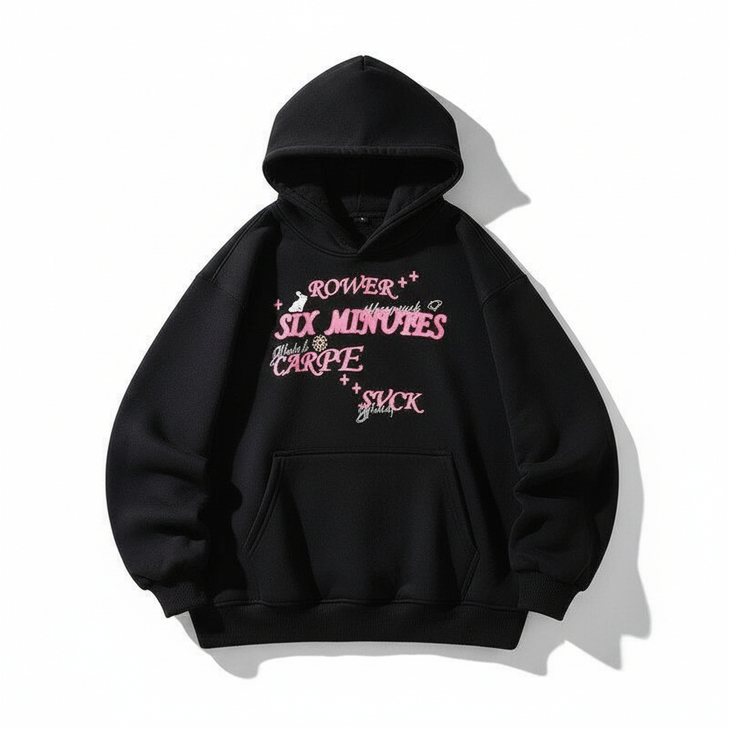 ROWER Unisex Hoodie พัฟแขนผ้าฝ้ายหนา 2 ชั้น Felt Overhead หมวก - TOMANO