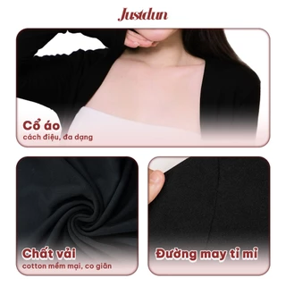 JUSTDUN 304 เสื้อคาร์ดิแกนผู้หญิงตัวยาว ผ้าคอตตอนเนื้อเรียบ นุ่ม สวมใส่สบาย