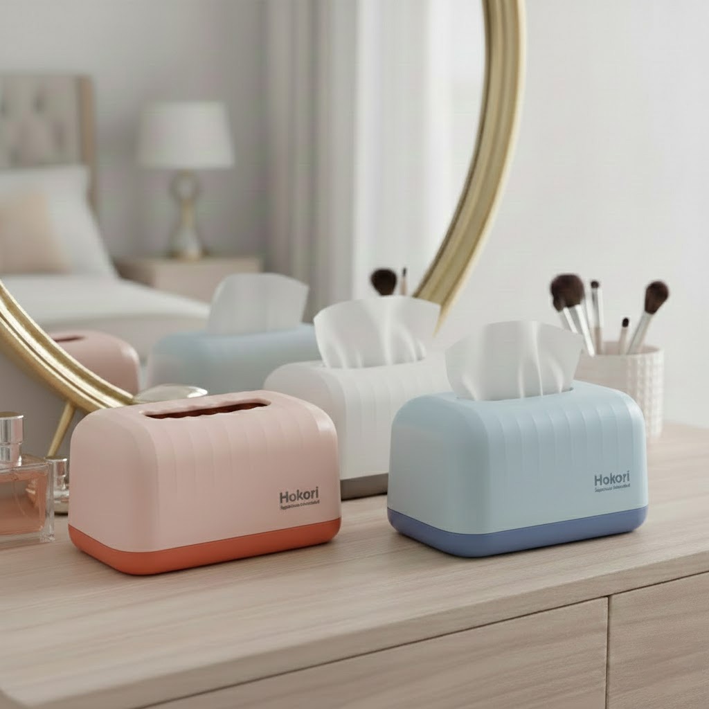 กล่องทิชชู่ทรงสี่เหลี่ยมวัสดุ PP คุณภาพสูง สะดวก กล่องทิชชู่ตั้งโต๊ะ My Home DN555